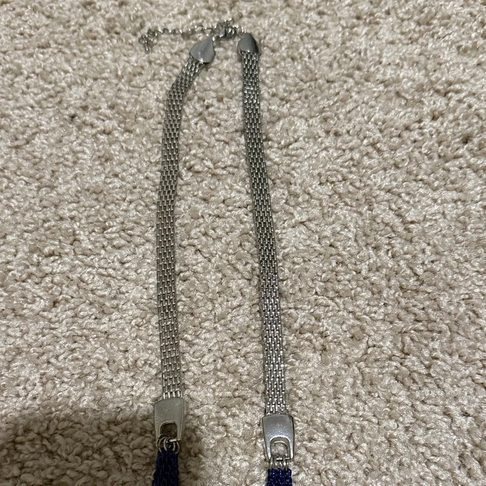 Elegant Blue and Silver Multi-Strand Necklace